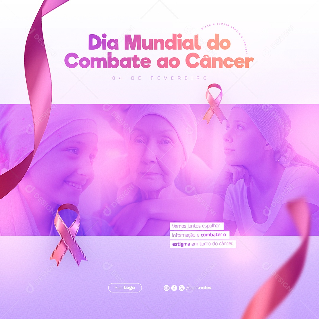 World Cancer Day February 4th Let's Spread Social Media Information Editable PSD Together