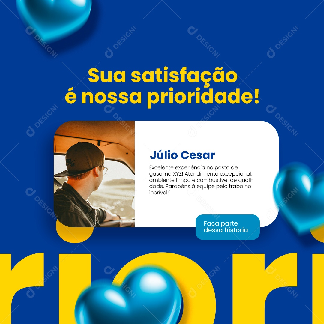 Posto de Gasolina Sua satisfação é nossa prioridade feedback Social Media PSD Editável