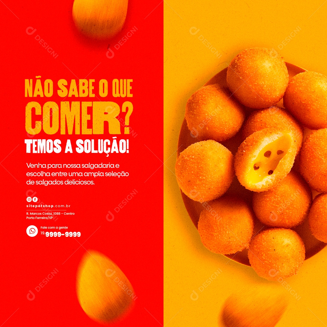 Salgadaria Não Sabe o que Comer Temos a Solução Social Media PSD Editável