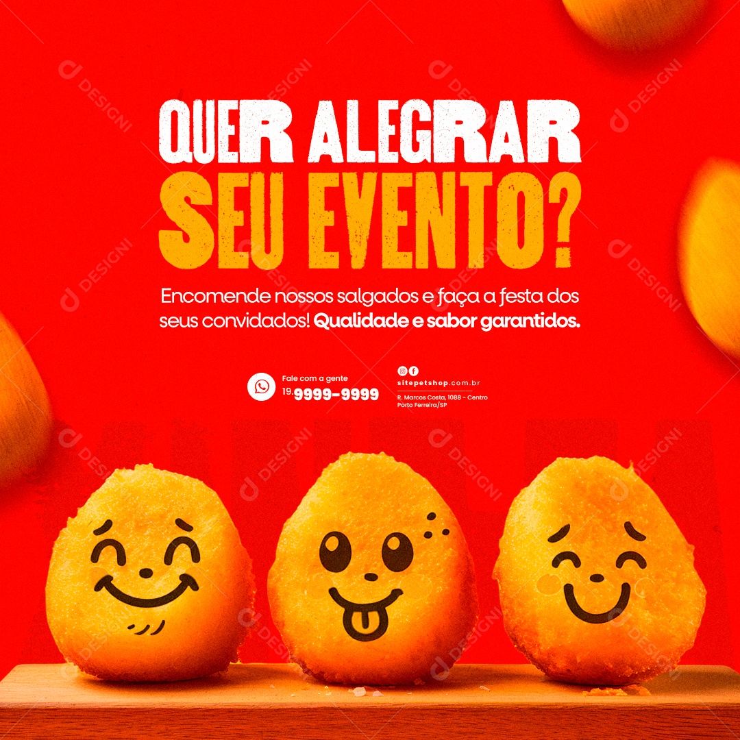Salgadaria Quer Alegrar seu Evento Social Media PSD Editável
