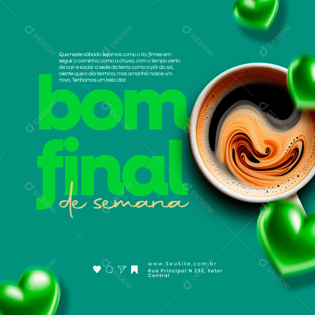 Frase Motivacional bom final de semana Social Media PSD Editável