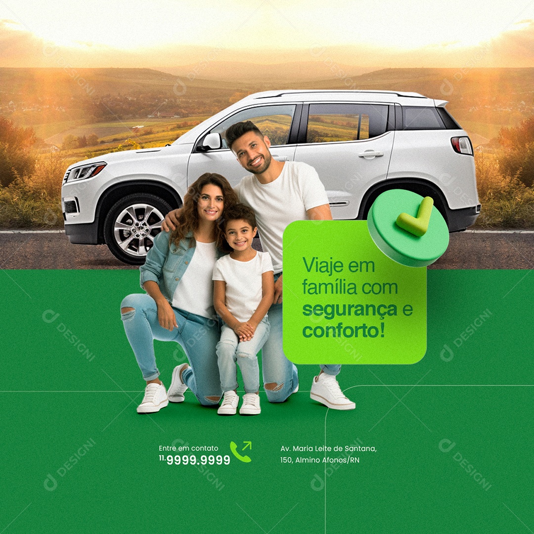 Locadora de Carro Viaje em família com segurança e conforto Social Media PSD Editável