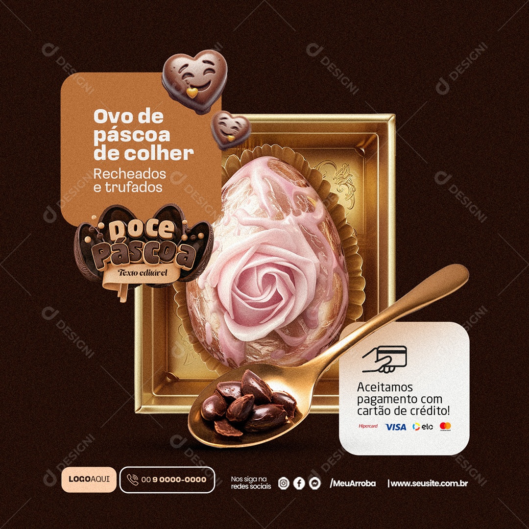 Doceria Doce Páscoa Ovo de páscoa de colher Social Media PSD Editável
