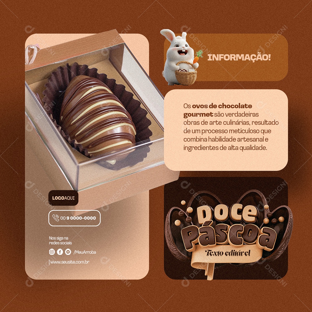 Doceria Doce Páscoa Os ovos de chocolate gourmet Social Media PSD Editável