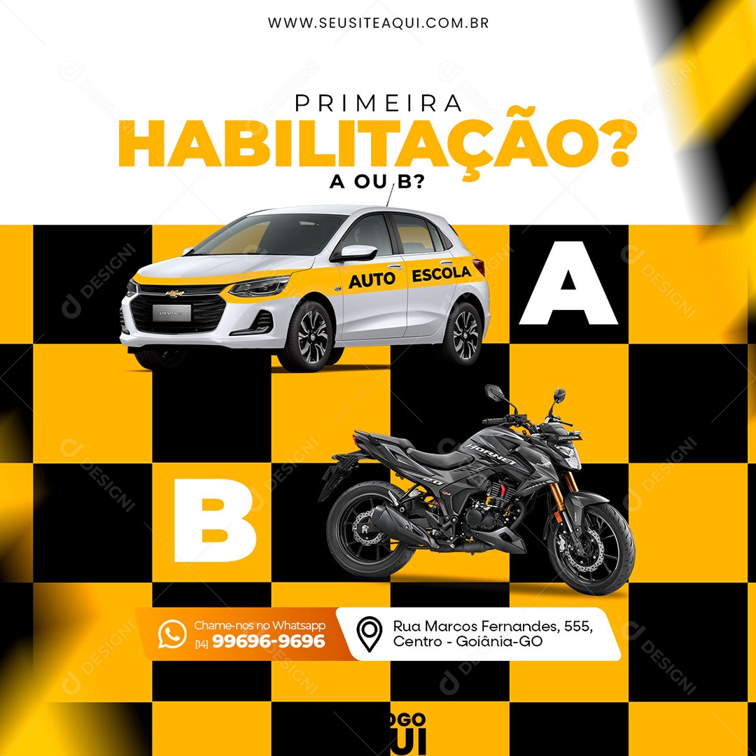 Primeira Habilitação A ou B Social Media PSD Editável