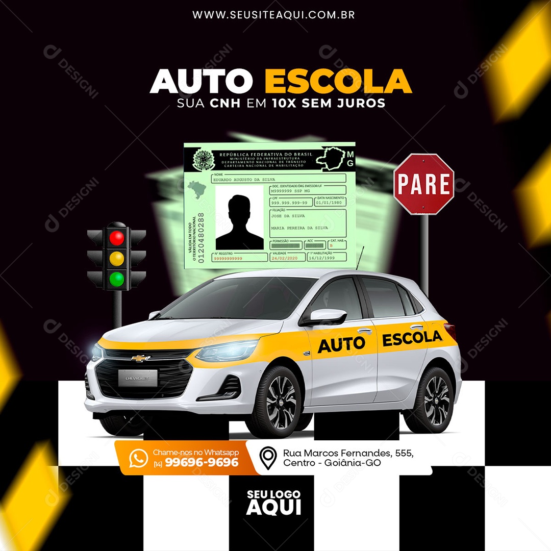 Auto Escola sua CNH em 10X sem Juros Social Media PSD Editável