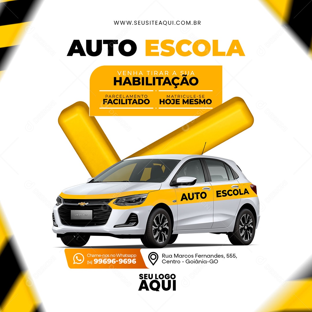 Auto Escola Venha Tirar a sua Habilitação Social Media PSD Editável