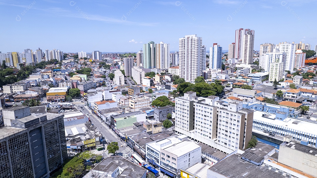 Visão aérea sobrevoando Diadema em São Paulo