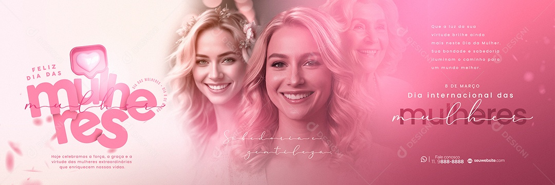 Carrossel Dia Internacional  da Mulher 8 de Março Parabéns Social Media PSD Editável
