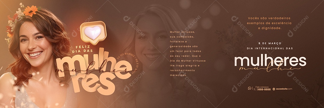 Carrossel Dia Internacional da Mulher 8 de Março Vocês são Vedadeiros Exemplos Social Media PSD Editável