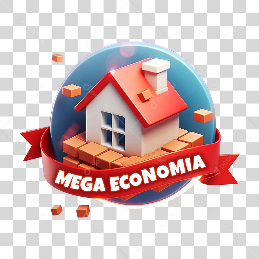 Selo 3D Mega Economia PNG Transparente