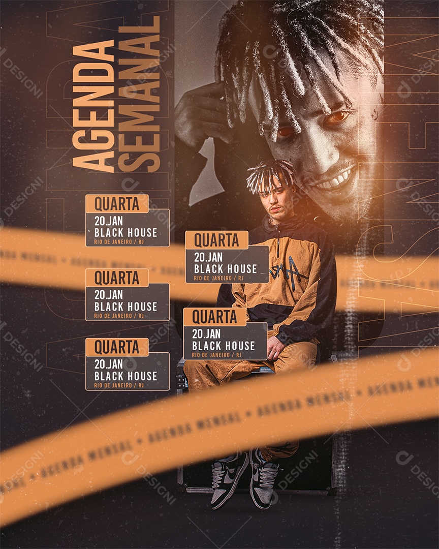 Social Media Flyer Evento Agenda Semanal PSD Editável