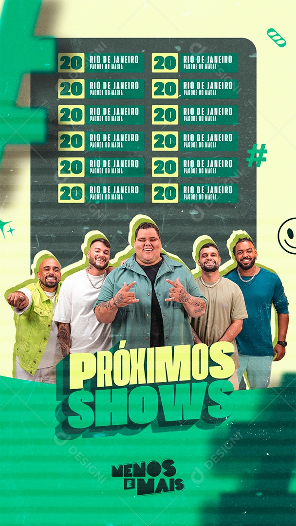 Social Media Flyer Evento Próximos Shows Menos é Mais PSD Editável