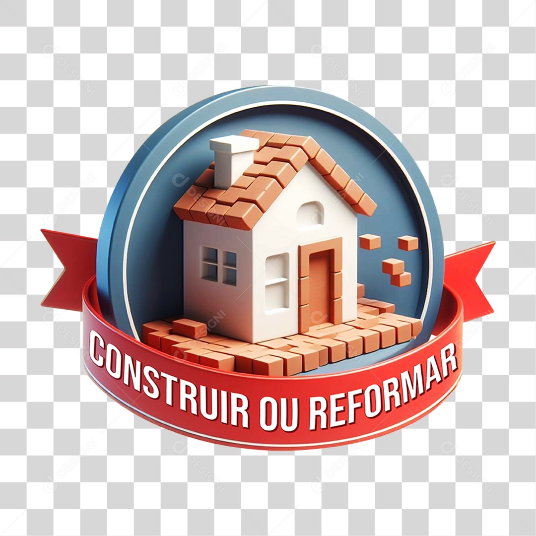 Selo 3D Construir ou Reformar PNG Transparente