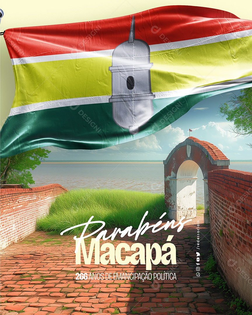 Macapá 04 de Fevereiro 266 Anos de Emancipação Política Social Media PSD Editável