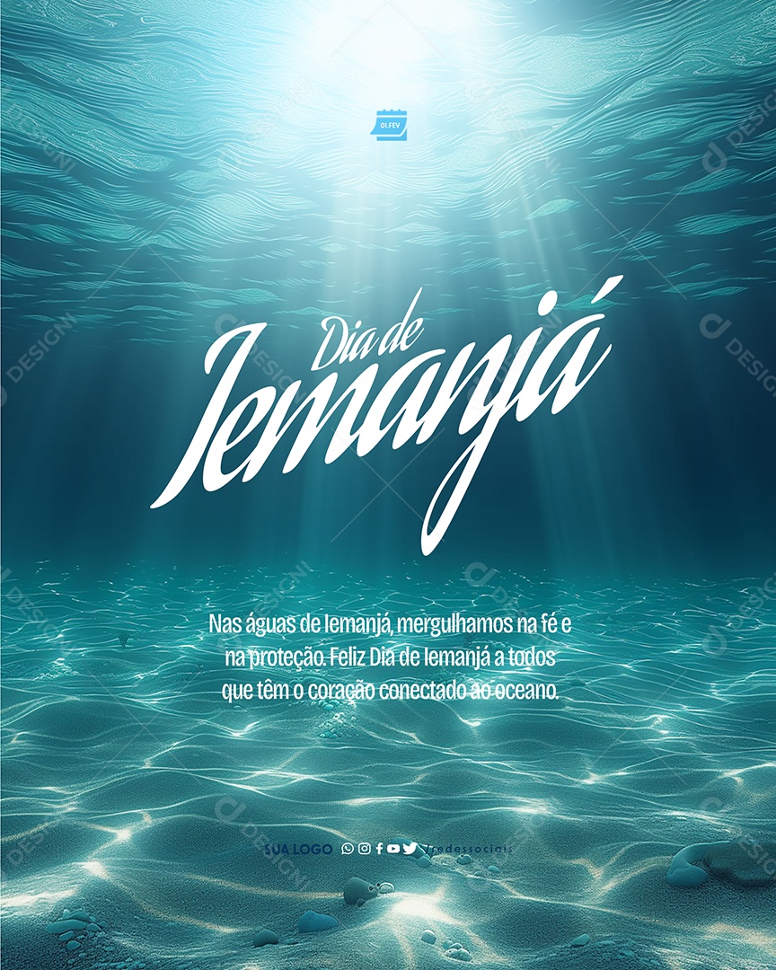 Dia De Iemanjá 2 de Fevereiro nas Águas Mergulhamos na Fé e na Proteção Social Media PSD Editável