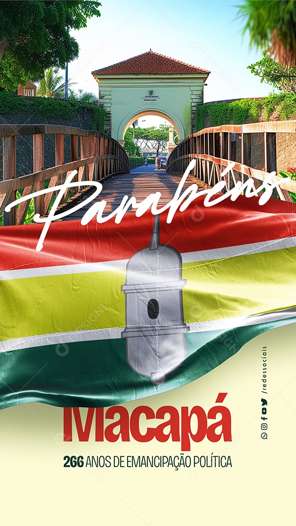 Story Macapá 04 de Fevereiro 266 Anos Parabéns Social Media PSD Editável