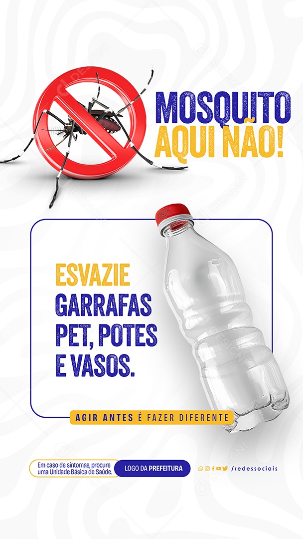 Story Mosquito Aqui Não Esvazie Garrafas Pet Potes e Vasos Social Media PSD Editável