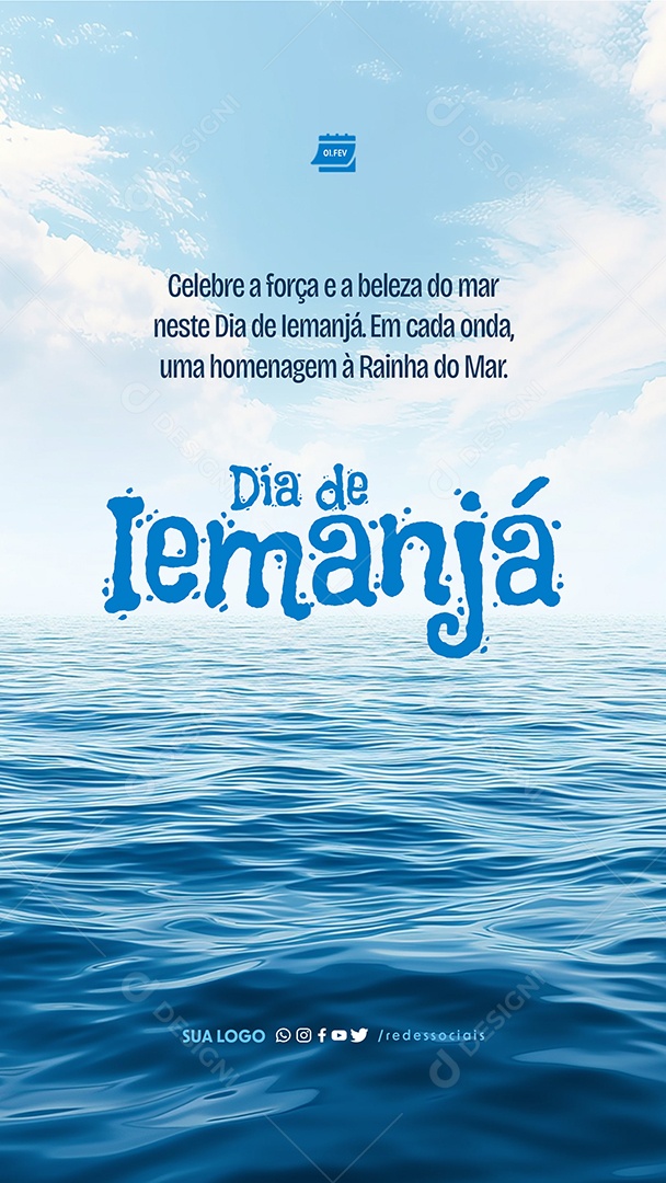 Story Dia de Iemanjá 2 de Fevereiro Celebre a Força e a Beleza do Mar Social Media PSD Editável