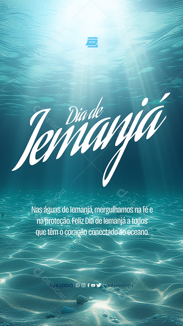 Story Dia De Iemanjá 2 de Fevereiro nas Águas Mergulhamos na Fé e na Proteção Social Media PSD Editável