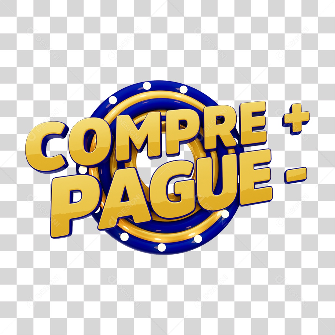 Selo 3D Compre + Pague - PNG Transparente