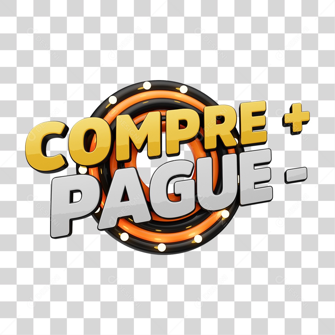 Selo 3D Compre + Pague - PNG Transparente