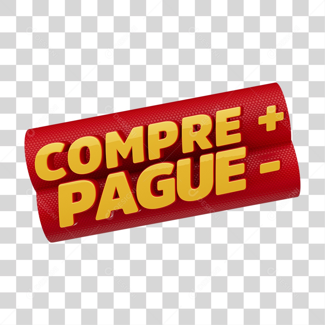 Selo 3D Compre + Pague - PNG Transparente