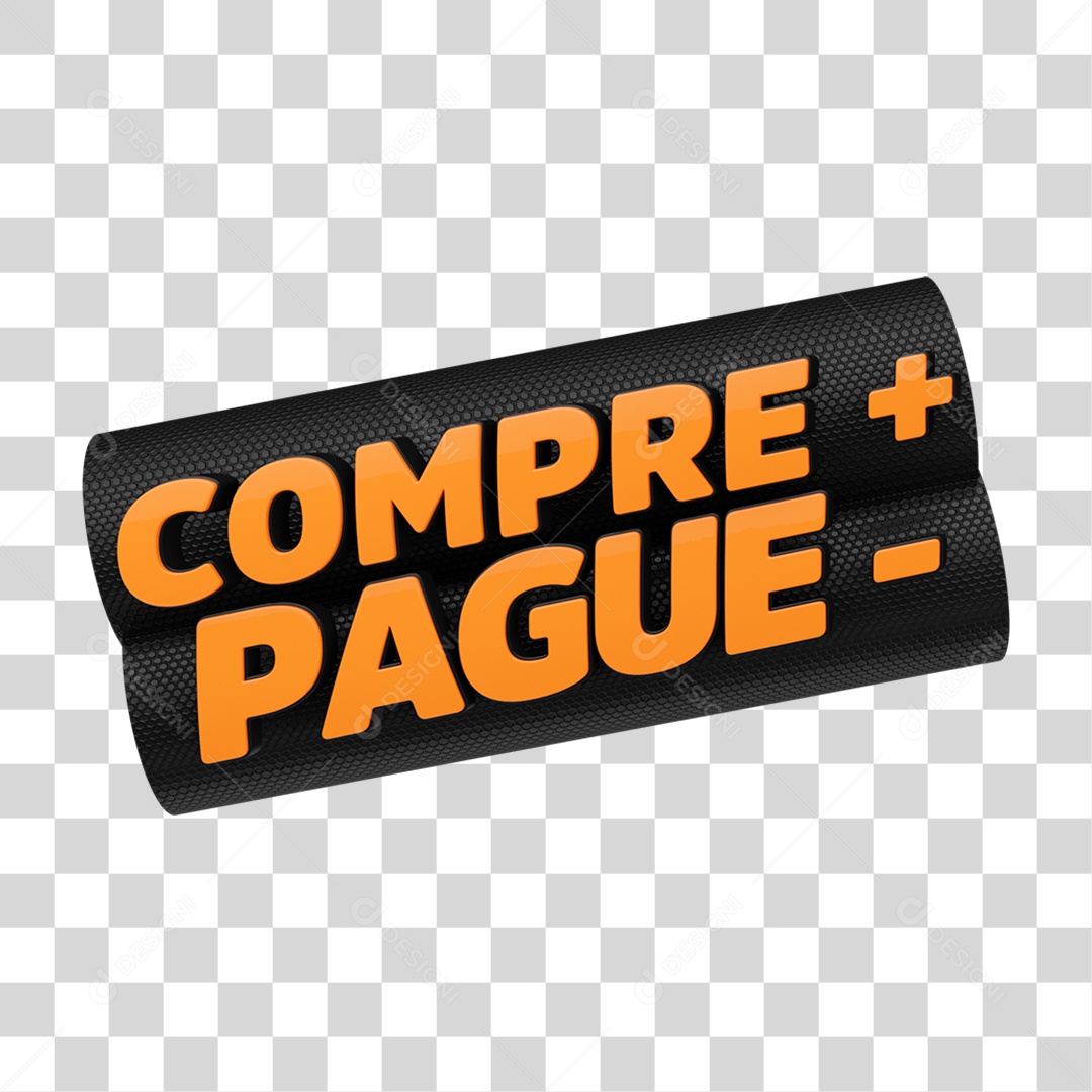 Selo 3D Compre + Pague - PNG Transparente