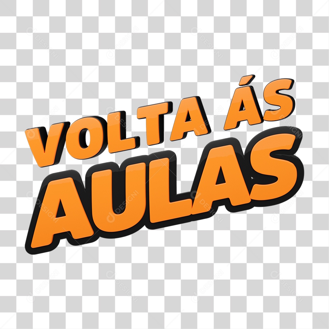 Texto 3D Volta ás Aulas PNG Transparente