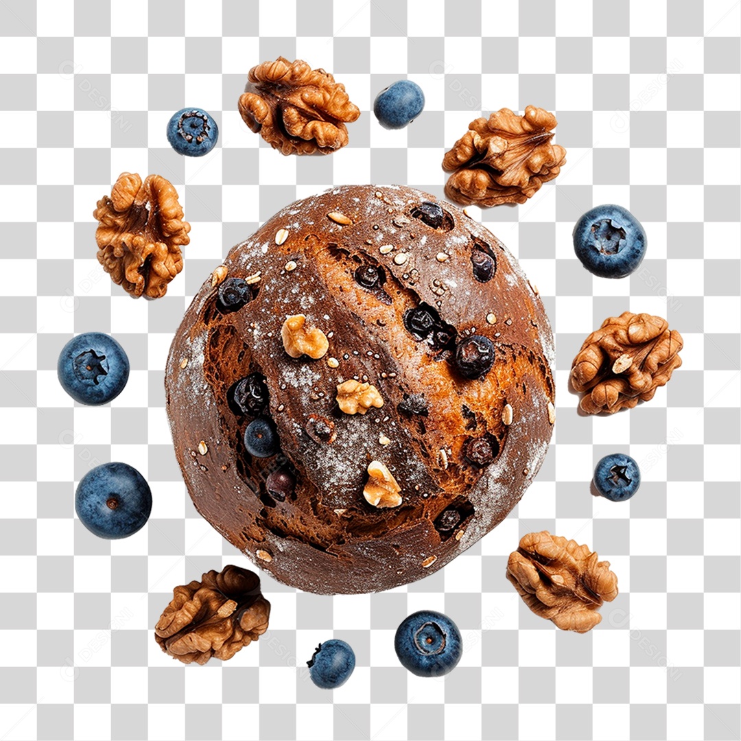 Pão Caseiro Coberto com Mirtilos PNG Transparente