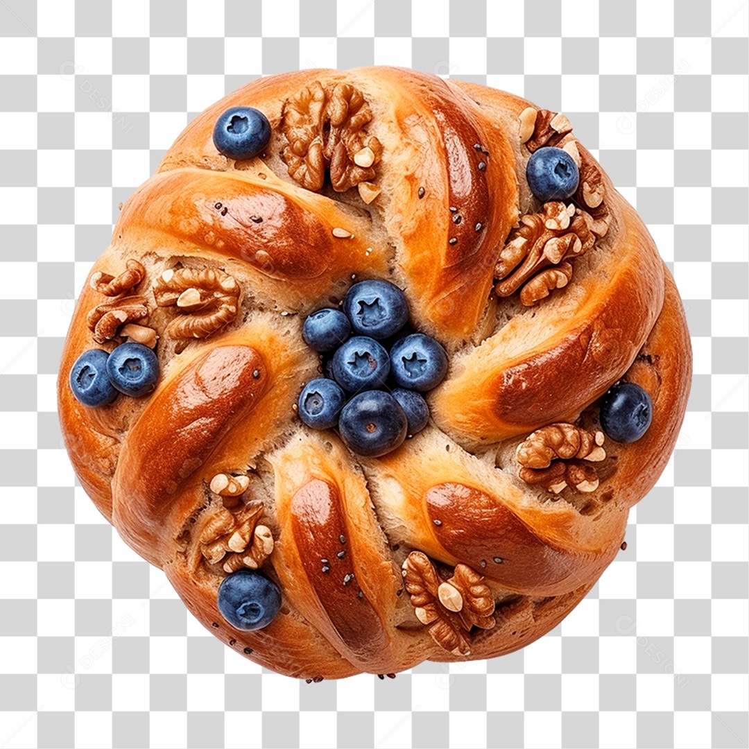 Pão Caseiro Coberto com Mirtilos PNG Transparente