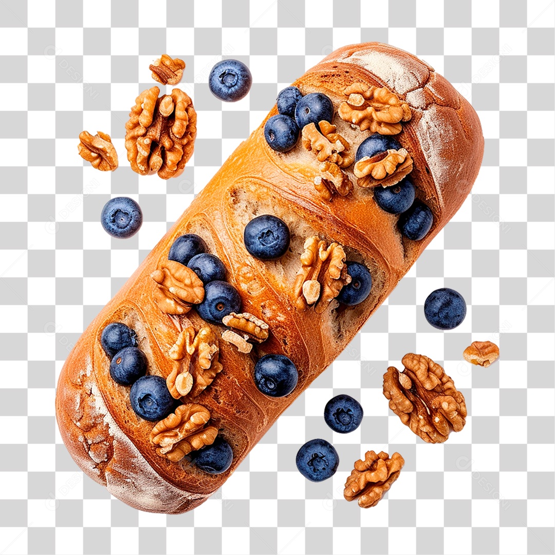 Pão Caseiro Coberto com Mirtilos PNG Transparente