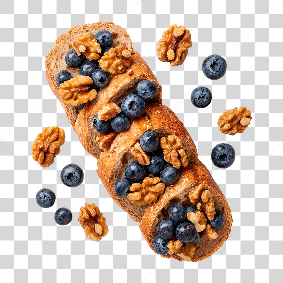 Pão Caseiro Coberto com Mirtilos PNG Transparente