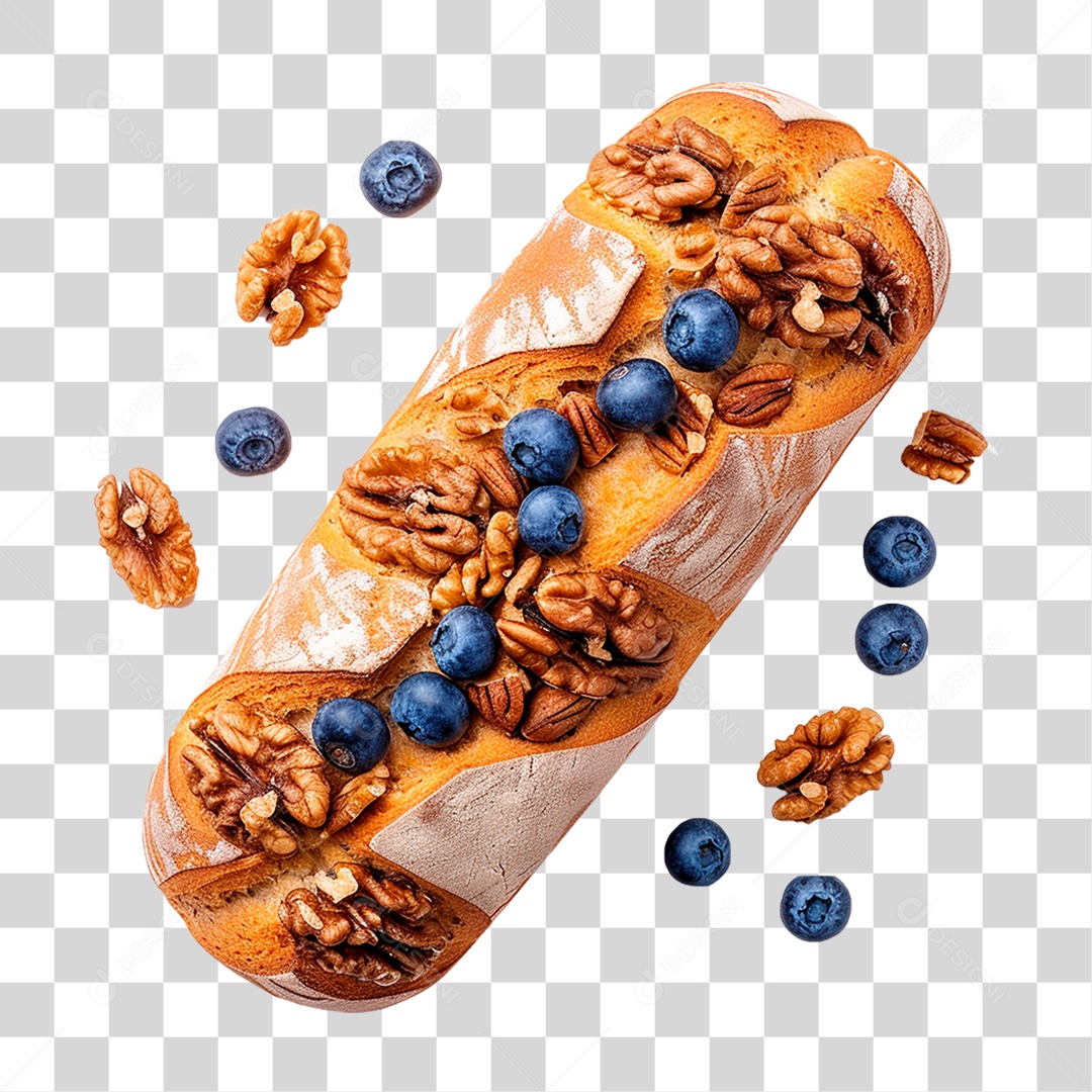 Pão Caseiro Coberto com Mirtilos PNG Transparente