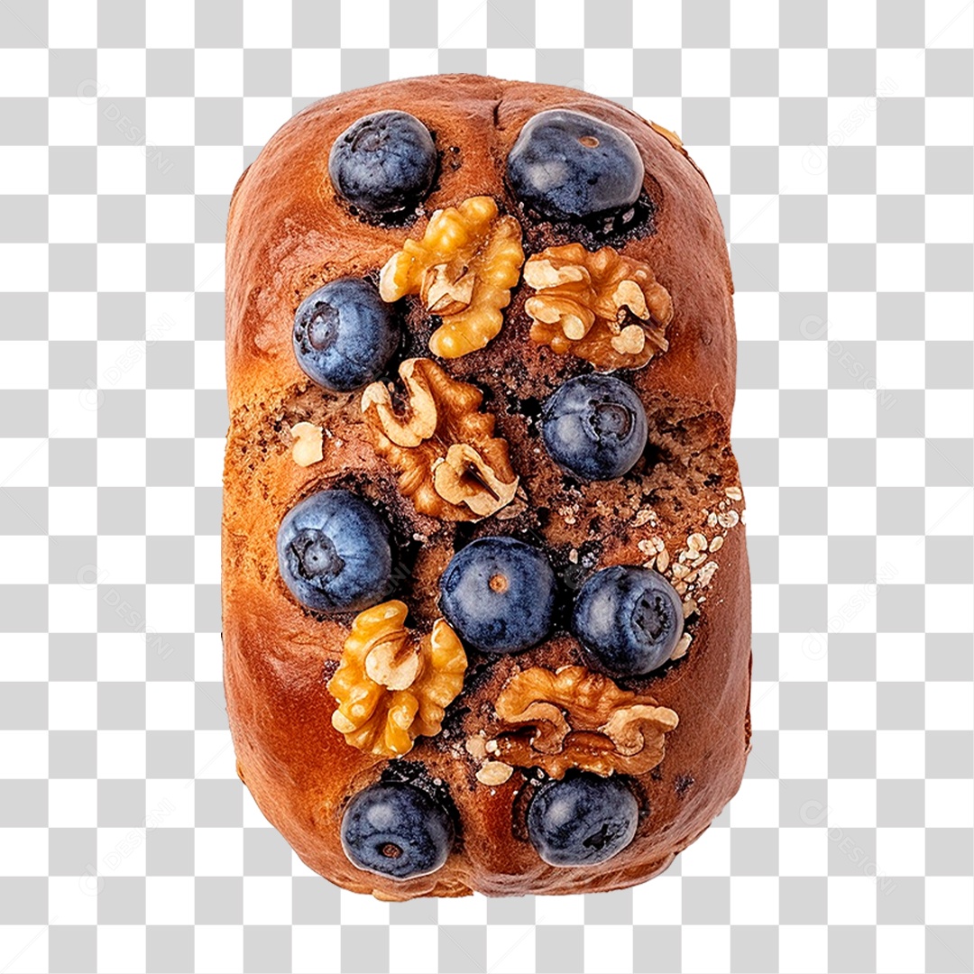 Pão Caseiro Coberto com Mirtilos PNG Transparente