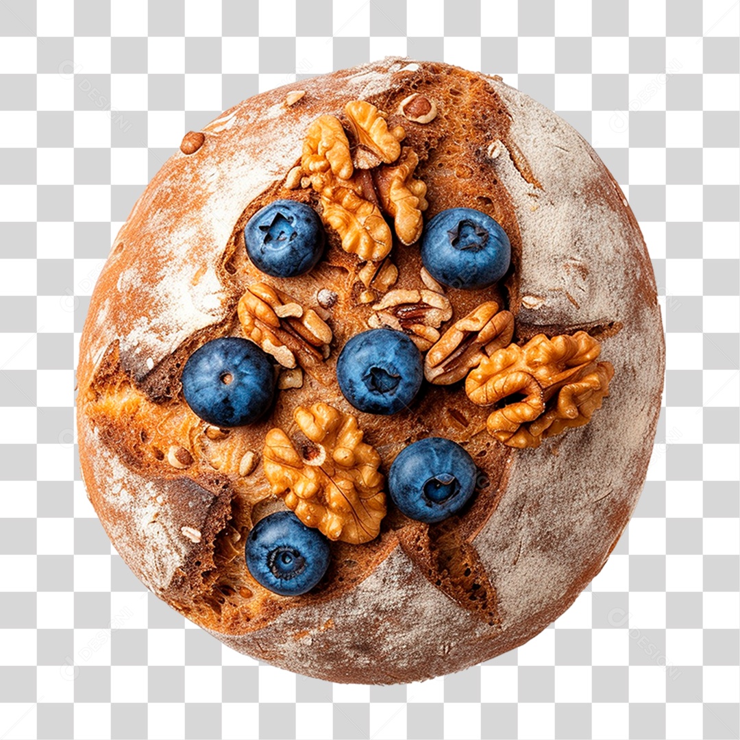 Pão Caseiro Coberto com Mirtilos PNG Transparente