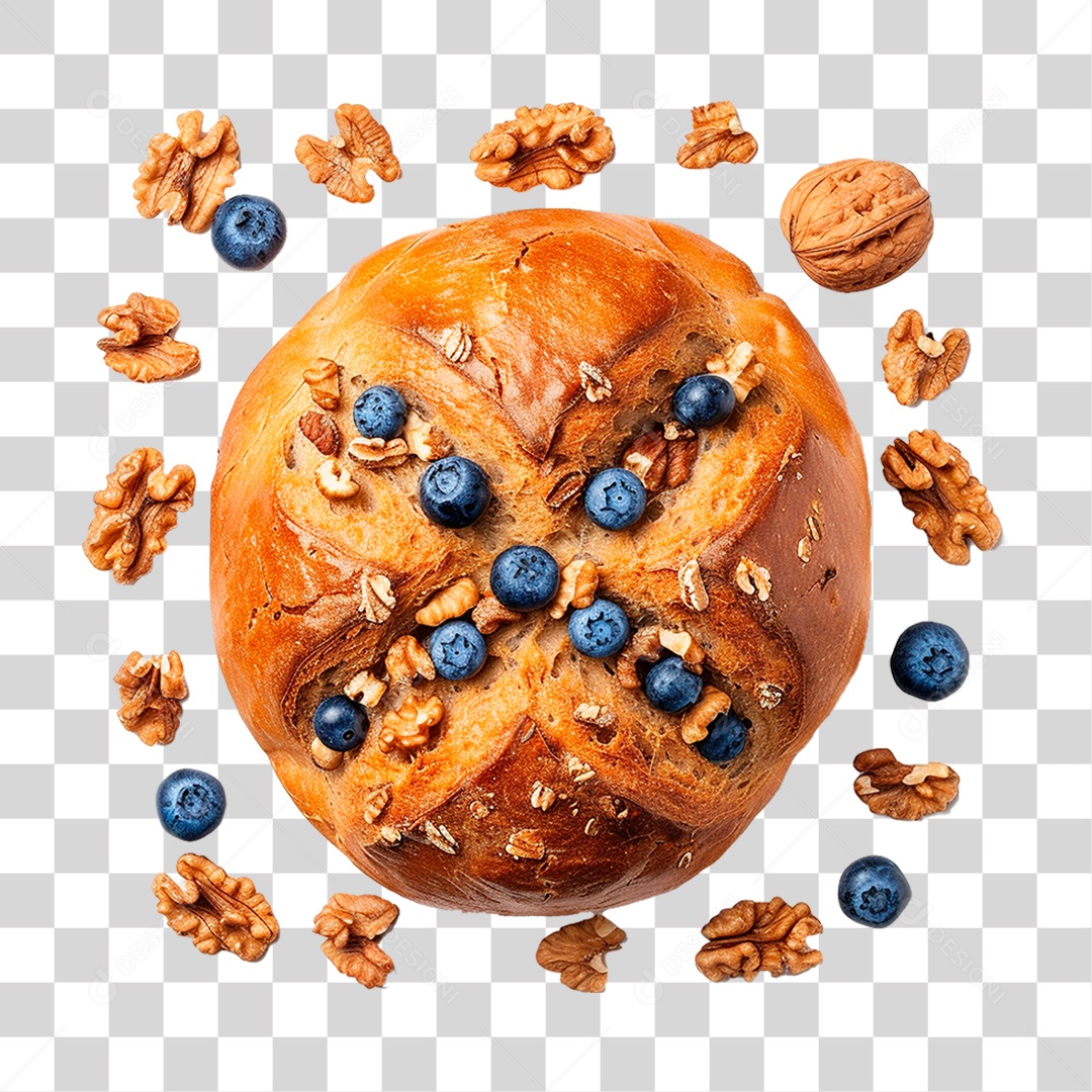 Pão Caseiro Coberto com Mirtilos PNG Transparente