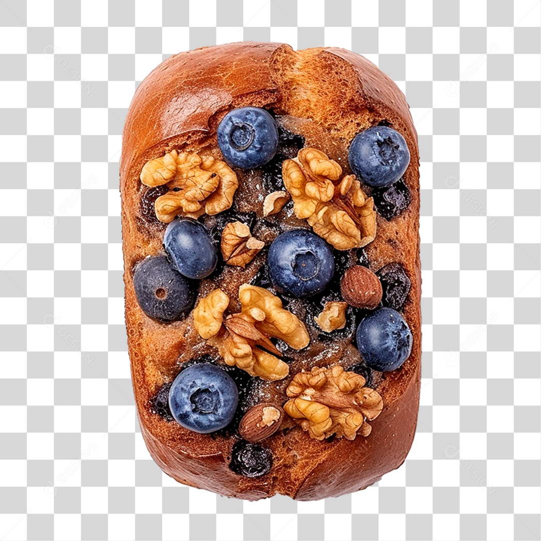 Pão Caseiro Coberto com Mirtilos PNG Transparente