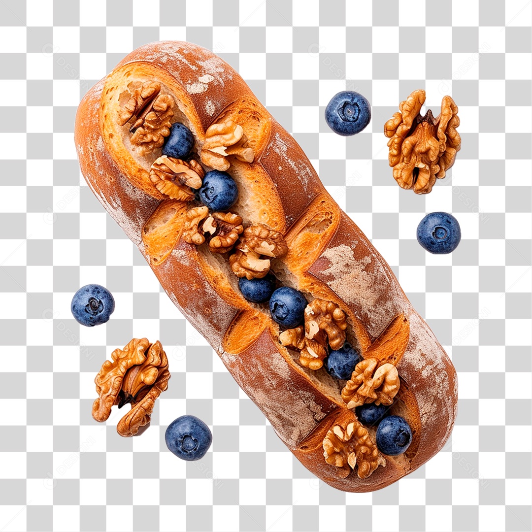 Pão Caseiro Coberto com Mirtilos PNG Transparente