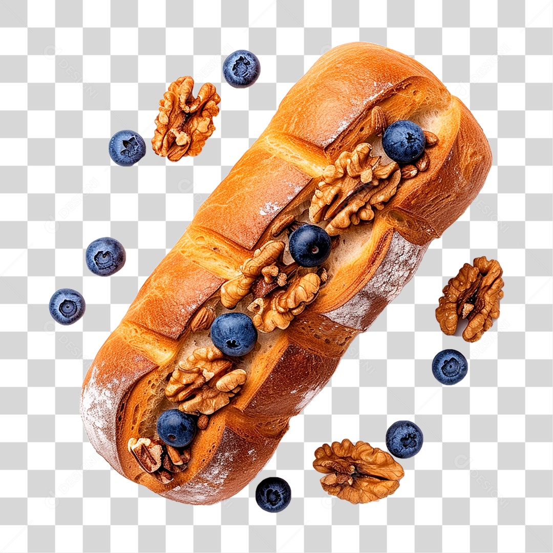 Pão Caseiro Coberto com Mirtilos PNG Transparente