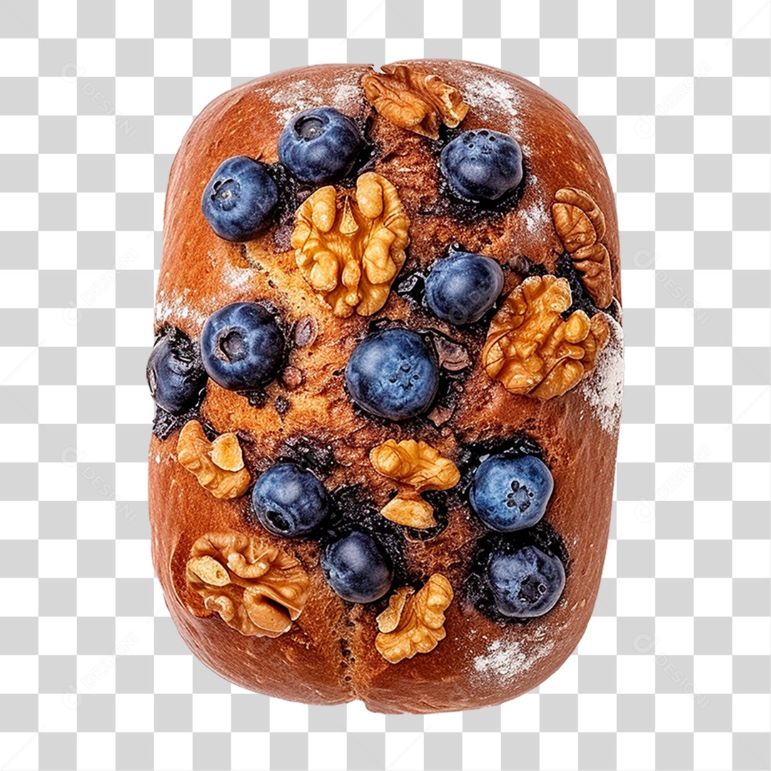 Pão Caseiro Coberto com Mirtilos PNG Transparente