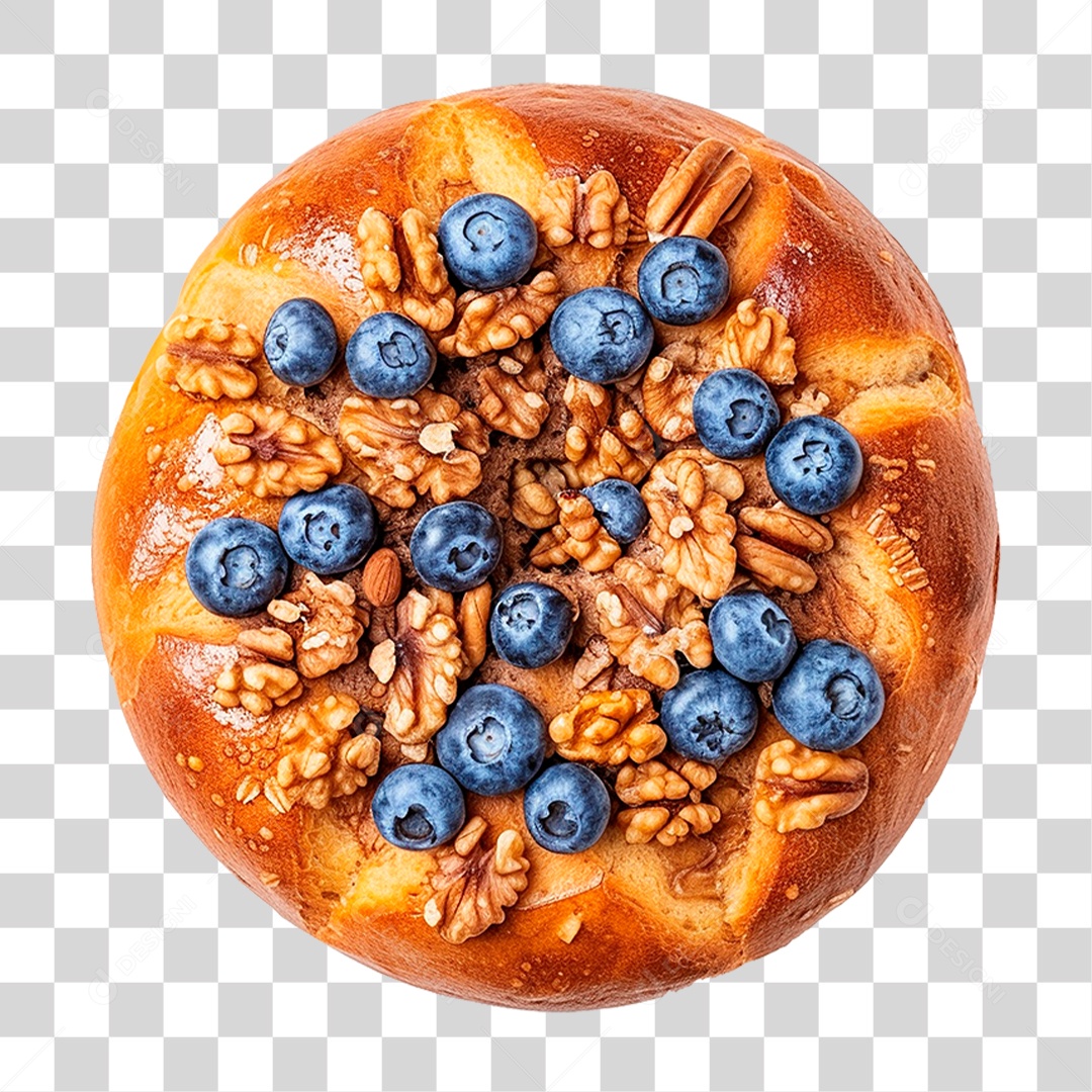 Pão Caseiro Coberto com Mirtilos PNG Transparente