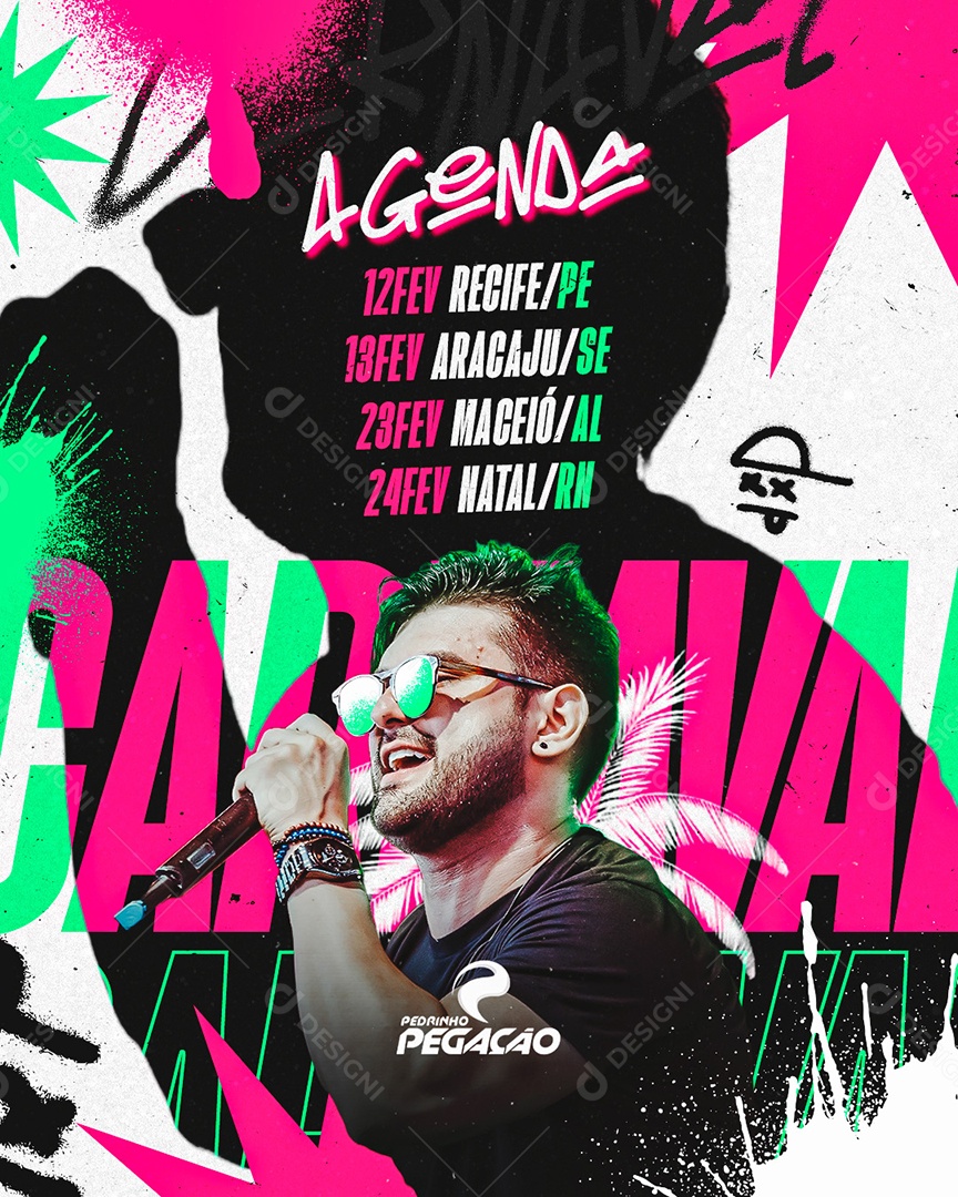 Flyer Agenda de Pedrinho Pegação Social Media PSD Editável