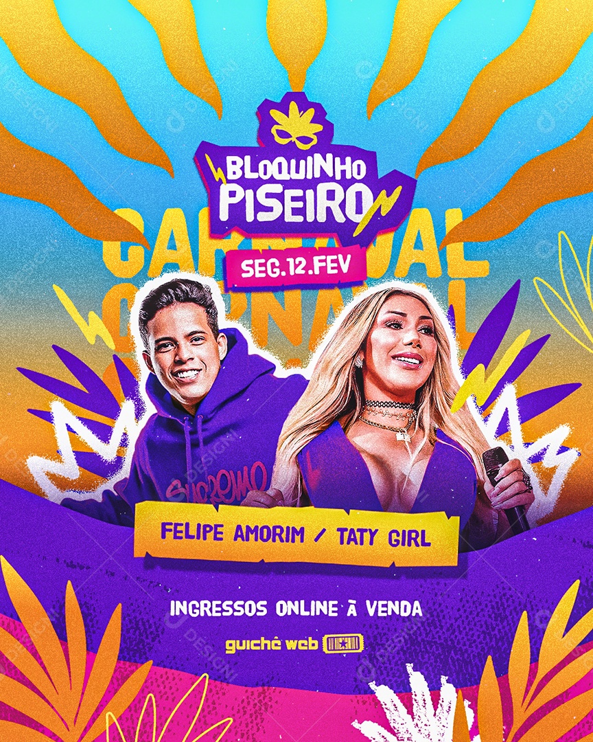 Flyer Bloquinho Piseiro Felipe Amorin e Taty Girl Social Media PSD Editável