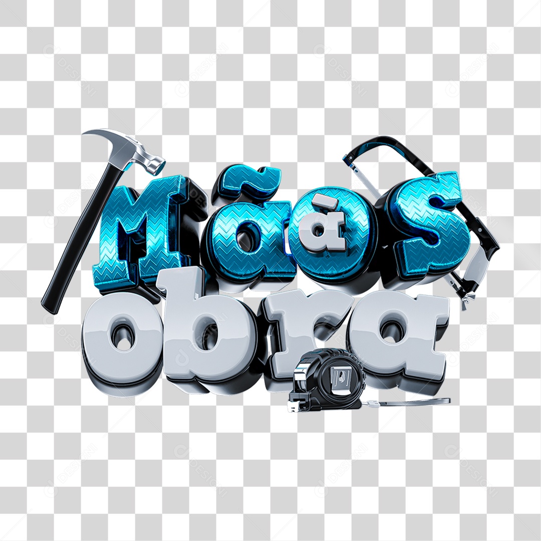 Selo 3D Mãos a Obra PNG Transparente