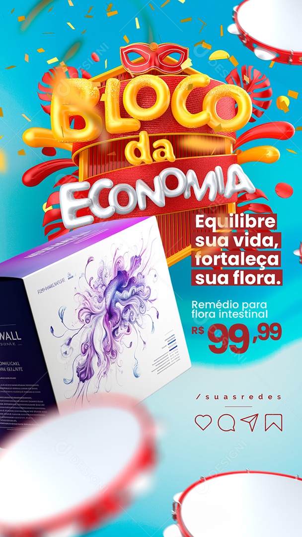 Story Farmácia Bloco da Economia Equilibre sua vida fortaleça sua flora Social Media PSD Editável