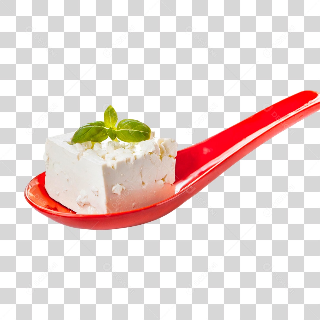 Pedaço de Queijo em Colher PNG Transparente