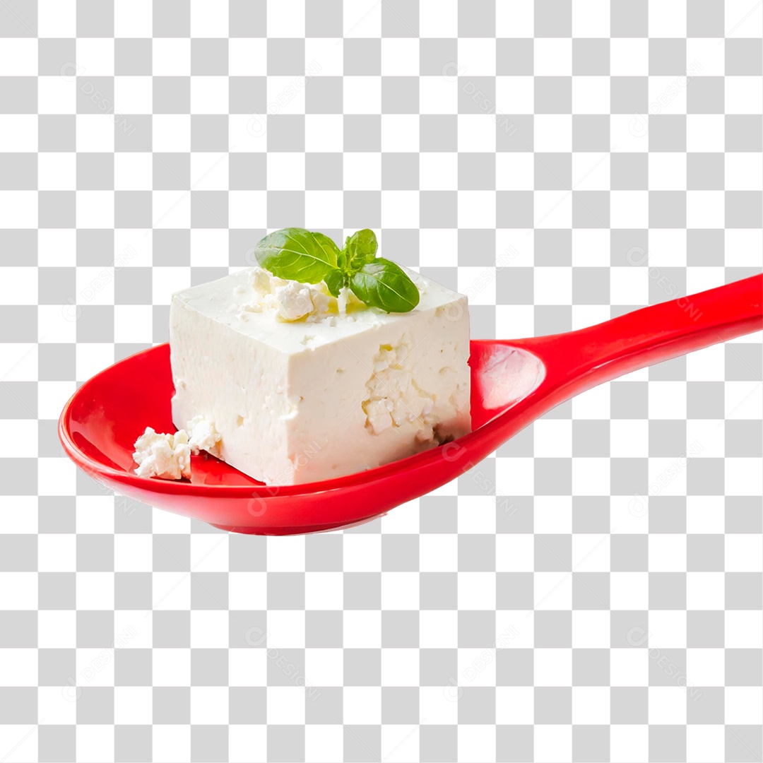 Pedaço de Queijo em Colher PNG Transparente