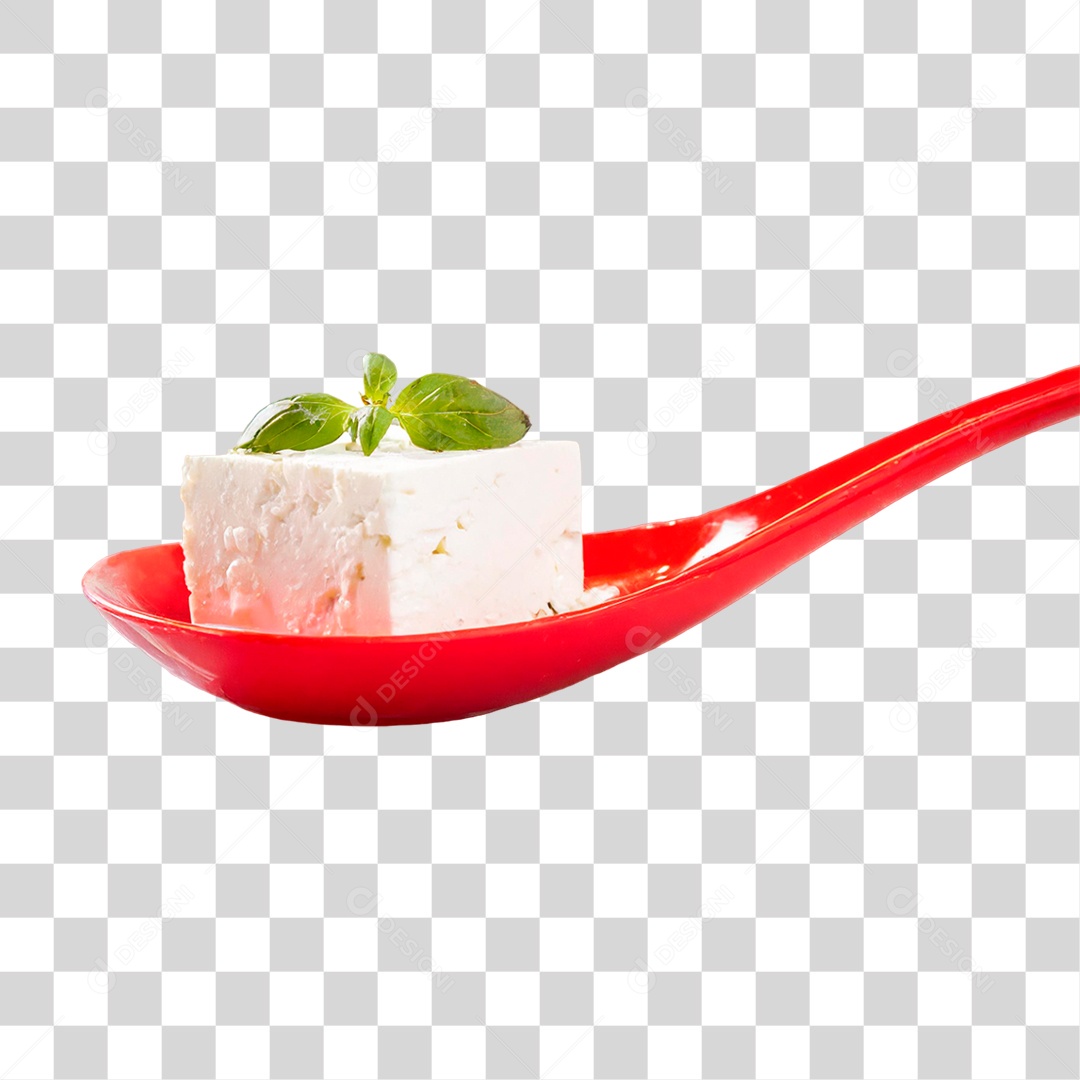 Pedaço de Queijo em Colher PNG Transparente