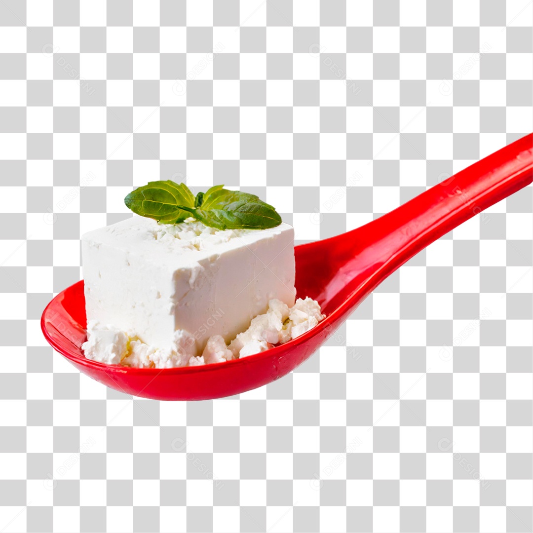 Pedaço de Queijo em Colher PNG Transparente